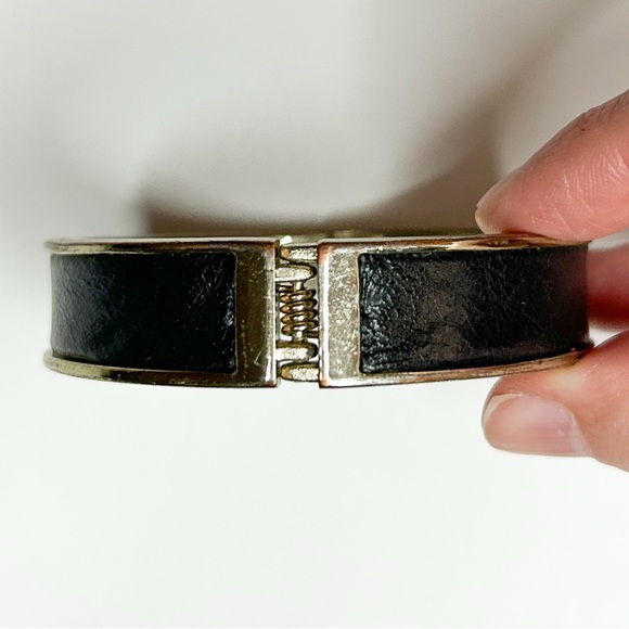 Tobi Black and Gold Hinge Bracelet | Bangle Statement Bracelet - Picture 3 of 8